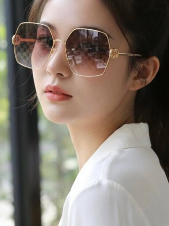 Gucci GG2163S 003 Square Sunglasses - Silver/Brown Gradient main image 6